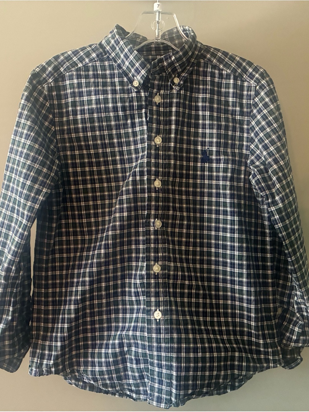Ralph Lauren Blue & White Plaid Button-Down Shirt